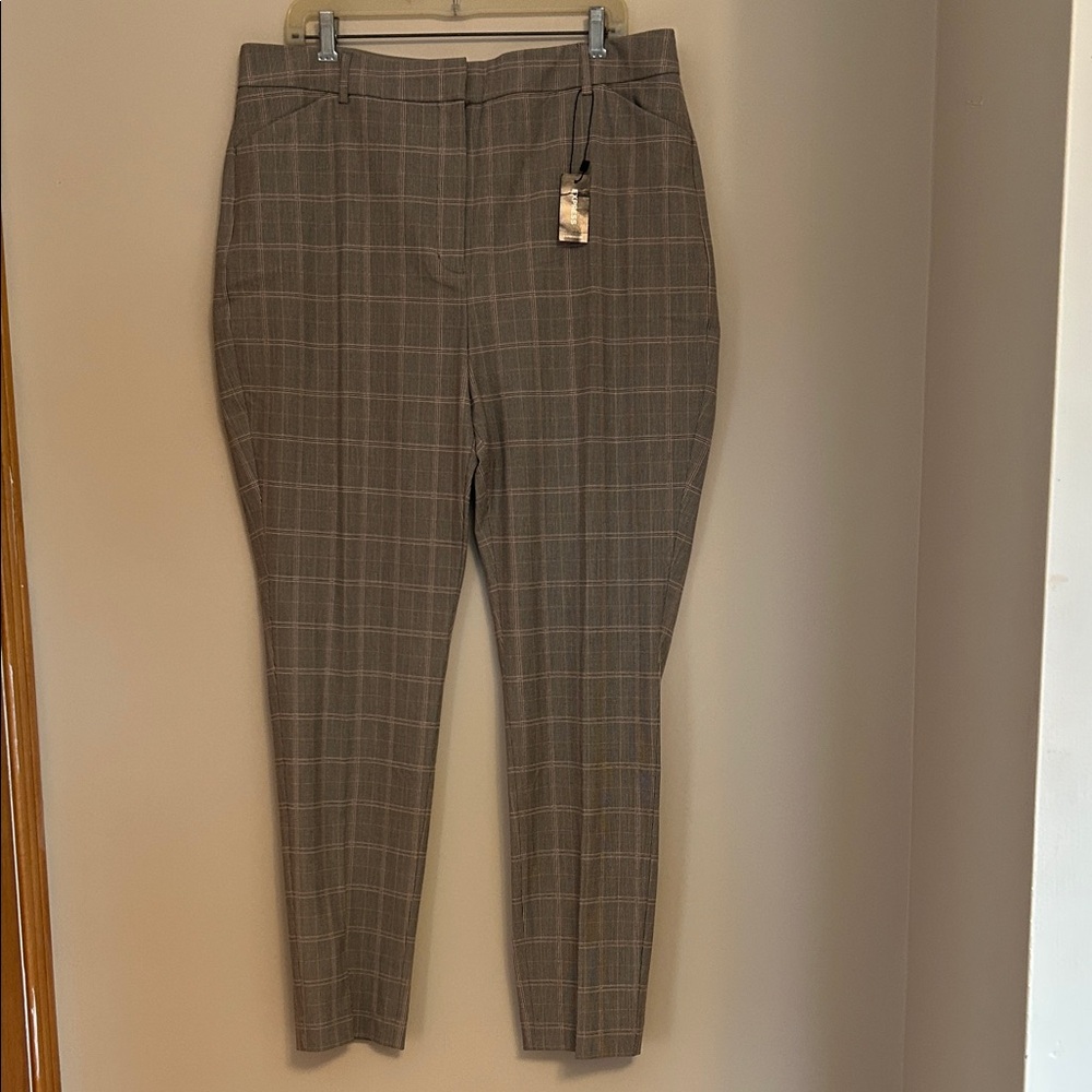Express checked grey print pants high rise skinny fit new with tags size 16L